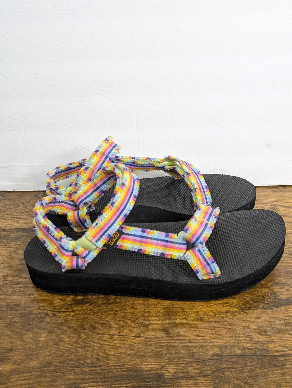 Teva Midform Fray Sandals 11 Frazier Black Plaid Multicolor Platform Sport - Picture 4 of 11